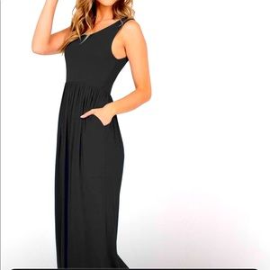 👗🖤Black Maxi Dress - Sleeveless Maxi Dress With Empire Waist & POCKETS🖤👗
